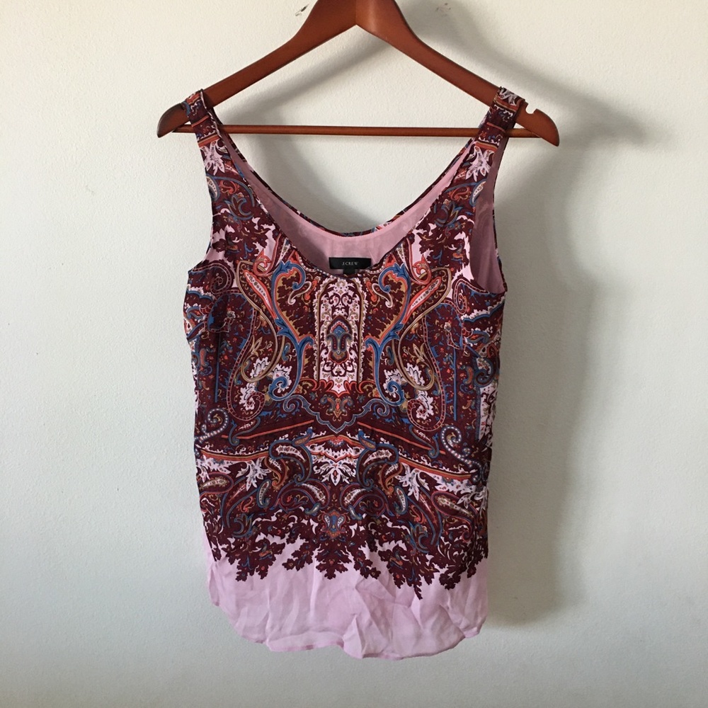 JCrew Silk Scarf Pattern Tank Top Sz 00